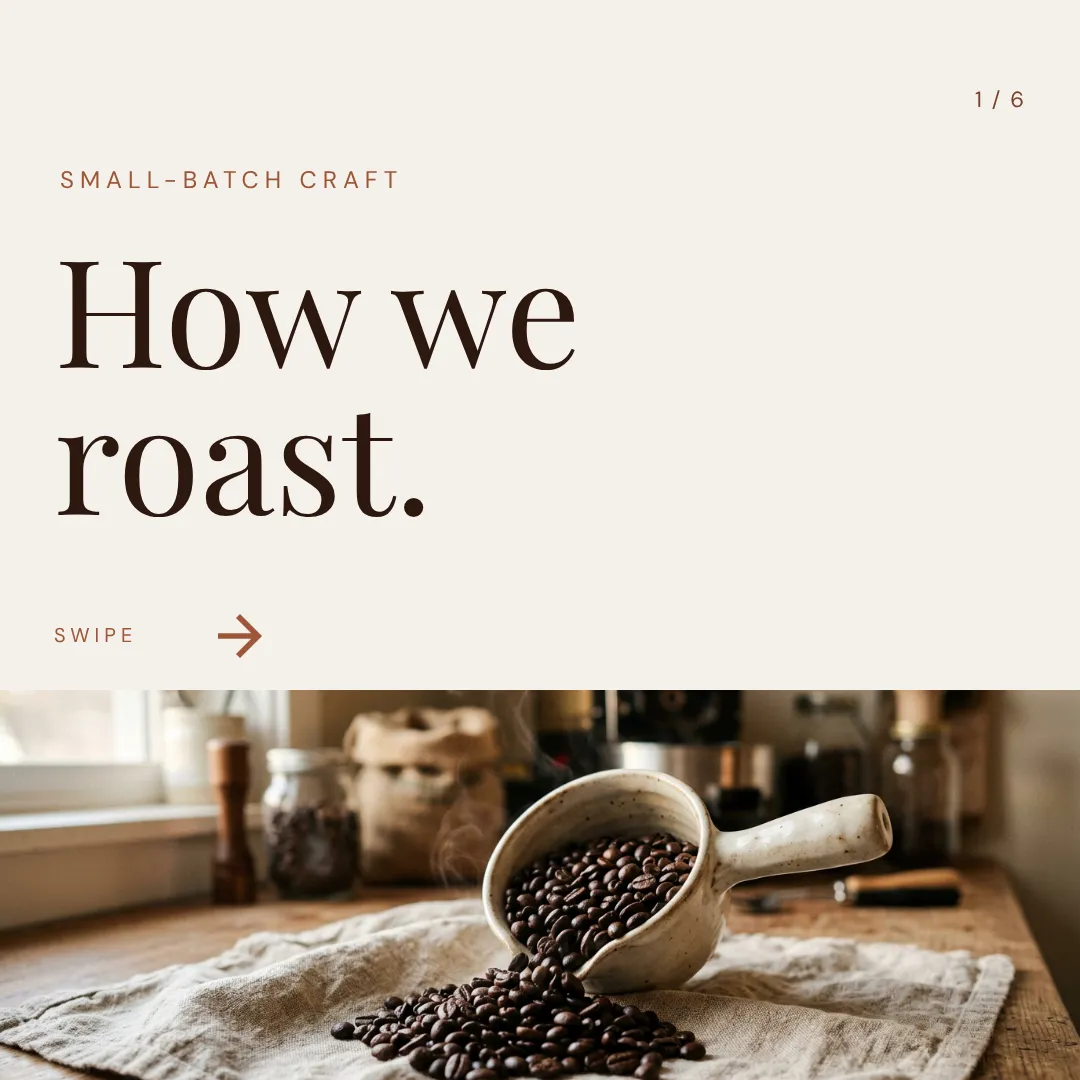 Halcyon Coffee Instagram carousel designed in Krumzi with the same brand identity