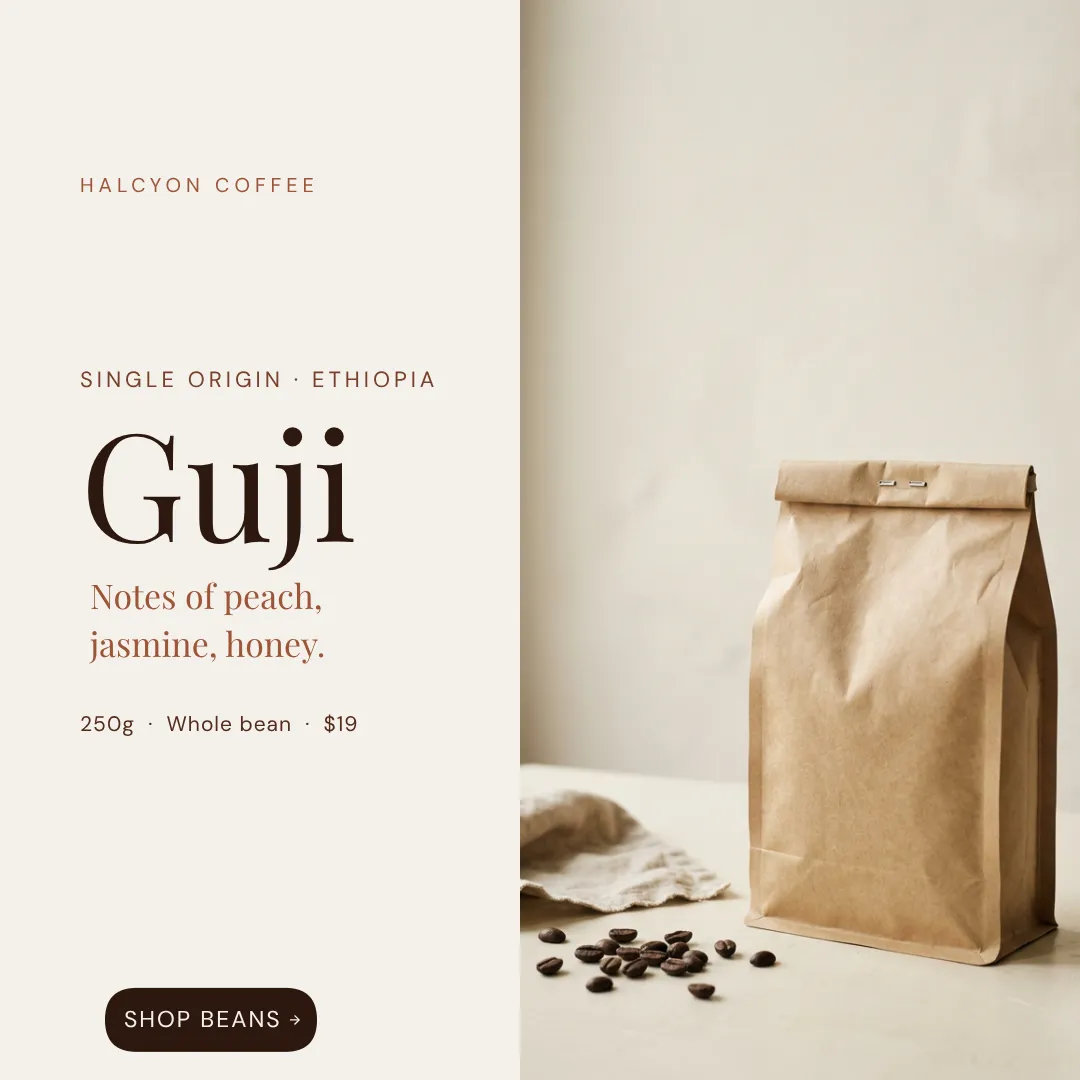 Halcyon Coffee product promo designed in Krumzi with consistent branding