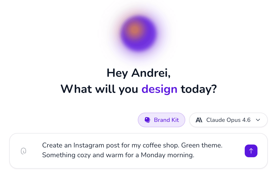 Krumzi AI chat interface with a design prompt