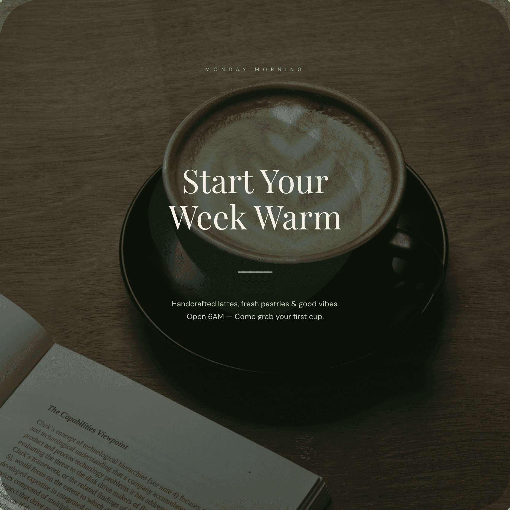 AI-generated coffee shop Instagram post with full editor