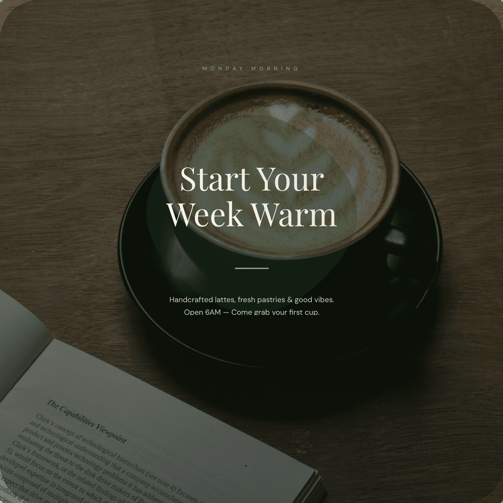 AI-generated coffee shop Instagram post with full editor